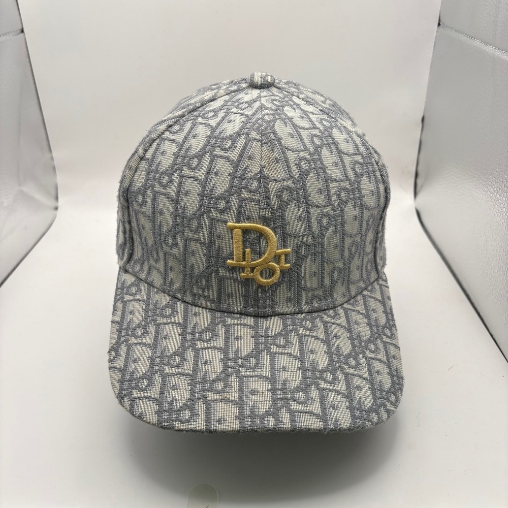 Dior Style (not authentic) Monogram Baseball Cap Grey All Over Logo Embroidered